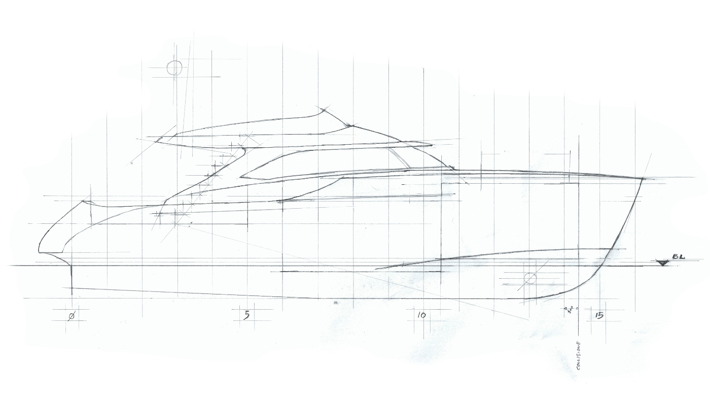 istante 0 yacht-general arrangement-profile-sketch architect-carignani-design-concept-luxury-boat-motor